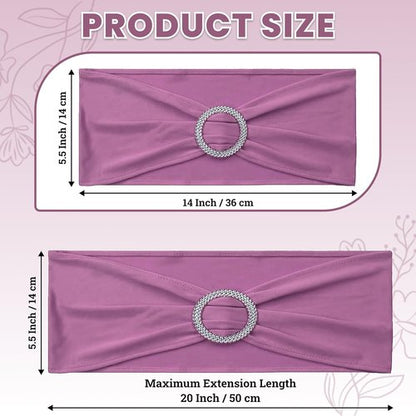 MDS Spandex Chair Sashes - Universal Fit Elastic Stretch Bands with Buckle for Weddings | Dusty Pink - Pack of 200