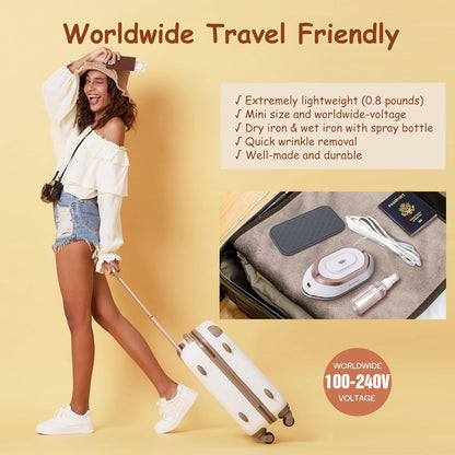 Newbealer Pro Steam Station Iron Bundle - Dual Voltage Travel Iron for Home & Travel Use