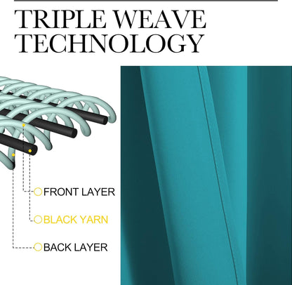 NICETOWN Room Darkening Curtains - Thermal Insulated Grommet Blackout Panels, 108" Length, Peacock Teal, 2 Pieces