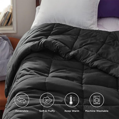 Bedsure Comforter Duvet Insert - All-Season Twin XL Quilted Bedding, GentleSoft Down Alternative, Black 92 x 68 Inches