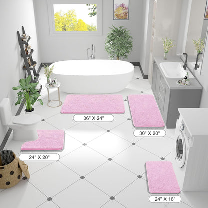 OLANLY Bathroom Rugs - Extra Soft Absorbent Chenille Bath Mats | Quick Dry, Machine Washable, 36x24, Pink