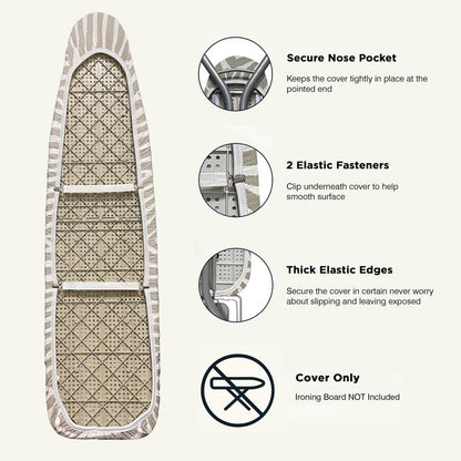 UniSimp Ironing Board Cover and Pad 18"x54" Extra Thick Natural Cotton, Scorch and Stain Resistant Iron Board Cover, Extra Large Iron Board Cover with Fasteners Heavy Duty Heatproof Elastic Edge Zebra