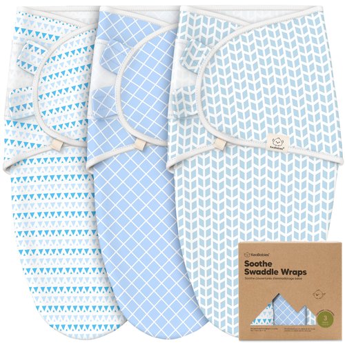 3-Pack Organic Baby Swaddle Sleep Sacks - Swaddles for Newborns, Infant 0-3 Months, Baby Girls, Boys, Soft & Snug Newborn Sleep Sack, Nursery Swaddling Blankets (Storm, OS)