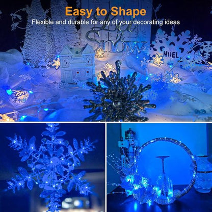 Btfarm 30 Pack Fairy Lights - Battery Operated 7ft Twinkle Lights | Waterproof Mini Silver Wire for Weddings & Decor, Blue