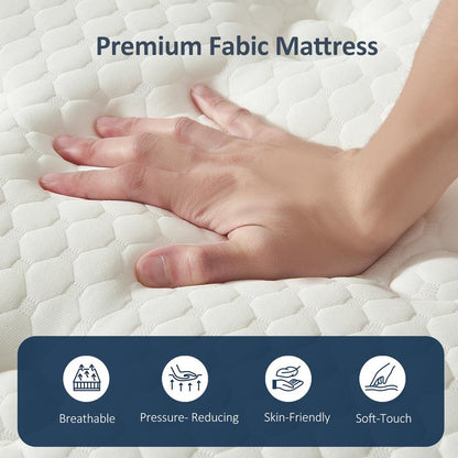 Vaeluna Queen Mattress, 12 Inch Queen Size Mattress in a Box, Hybrid Pocketed Coil Mattress, Medium Firm, Lumbar Support & Motion Isolation, Pressure Relief & Breathable Comfort