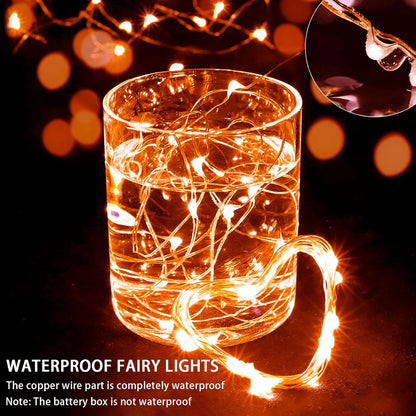 Skiennix 8 Pack Orange Fairy Lights - 7Ft 20 LED Twinkle String Lights | Battery Operated & Waterproof for Parties, Weddings, and Holidays