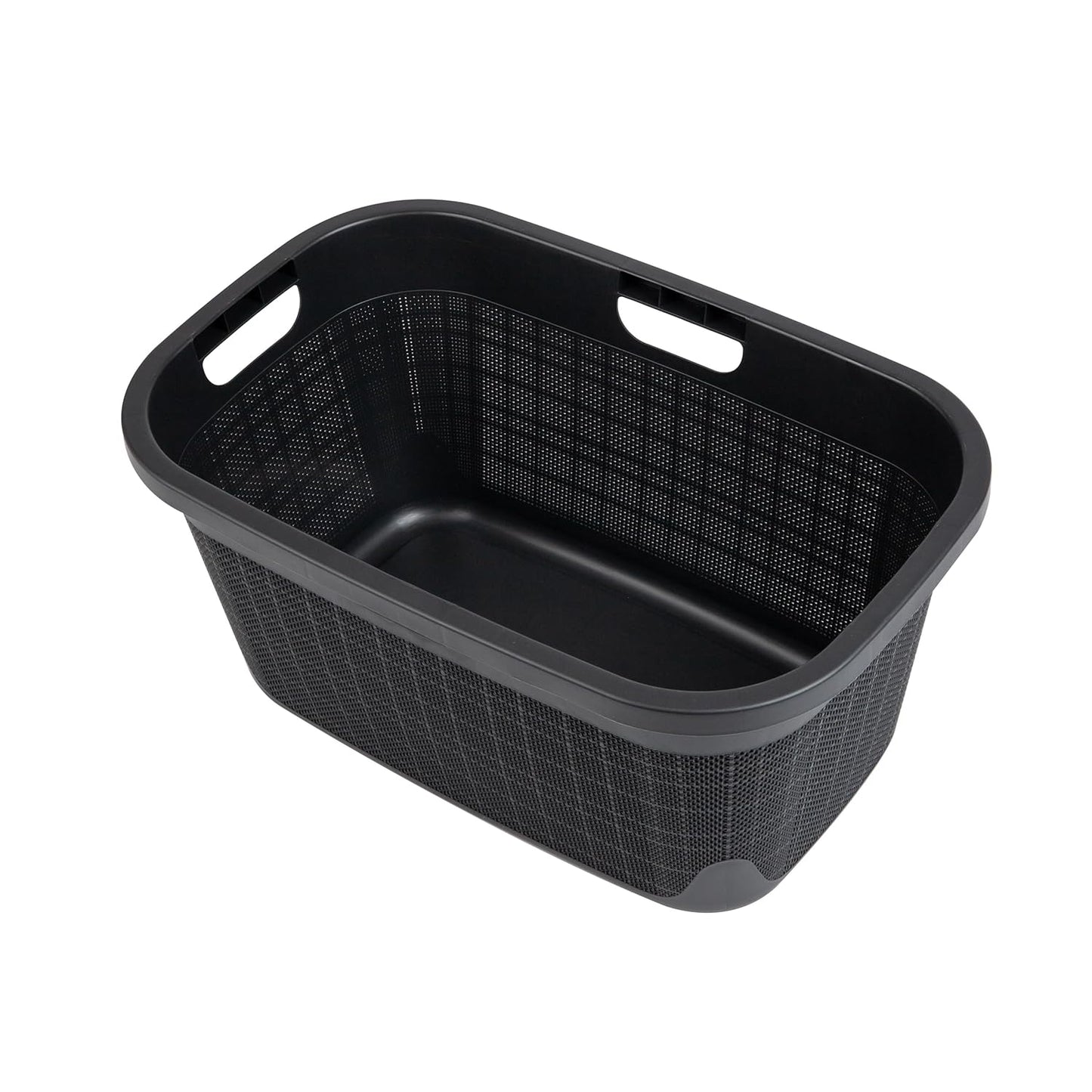 Mind Reader 40L Laundry Basket - Stylish Linen Design Clothes Hamper with Handles | Black