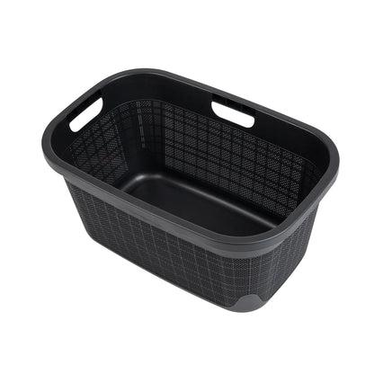 Mind Reader 40L Laundry Basket - Stylish Linen Design Clothes Hamper with Handles | Black