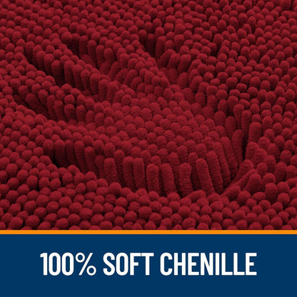 OLANLY Bathroom Rugs - Extra Soft Chenille Bath Mats | 24x16, Quick Dry & Machine Washable, Red