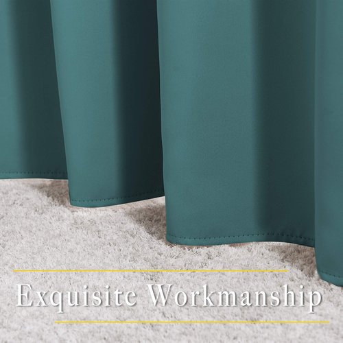NICETOWN Room Darkening Curtain Panels - Home Fashion Ring Top Thermal Insulated Room Darkening Curtains for Bedroom/Living Room (2 Panels, 80" Wide by 95" Long, Sea Teal)