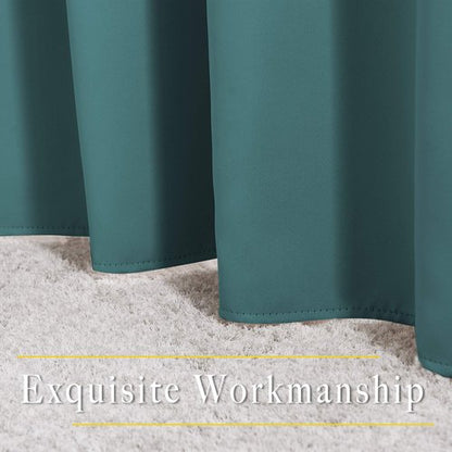 NICETOWN Room Darkening Curtain Panels - Home Fashion Ring Top Thermal Insulated Room Darkening Curtains for Bedroom/Living Room (2 Panels, 80" Wide by 95" Long, Sea Teal)