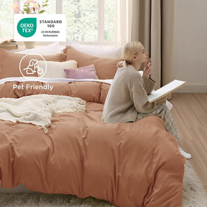 Bedsure Taupe California King Duvet Cover - Extra Soft Prewashed Cotton-Like Polyester Set, 104x98" with Zipper Closure & 2 Pillow Shams