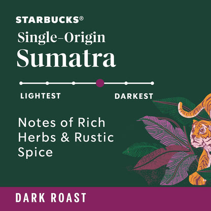 Starbucks Ground Coffee - Dark Roast Single-Origin Sumatra | Six 12 oz Bags for Hot or Iced Brew
