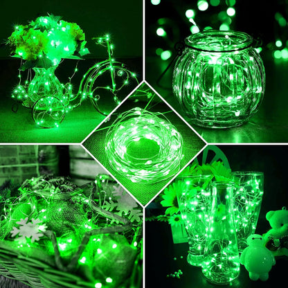Skiennix 12-Pack Green Fairy Lights - 7Ft 20 LED Twinkle String Lights | Battery Operated & Waterproof for Halloween & Christmas Decor