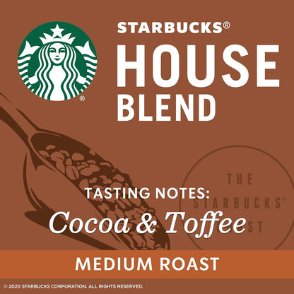 Starbucks Medium Roast Ground Coffee - House Blend - 100% Arabica - 6 Bags (20 Oz. Each)