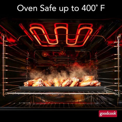 GoodCook Nonstick Carbon Steel Baking Pan with Raised Wire Rack - 15” x 10.5” | Perfect for Pizza, Bacon & More
