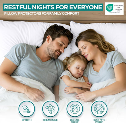 Utopia Bedding Pillow Protectors - Set of 8 Queen Size, Waterproof & Bed Bug Proof Encasements | Ultra Soft White