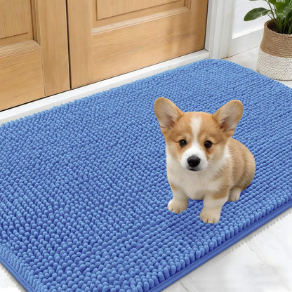 OLANLY Dog Door Mat - Absorbent Non-Slip Washable Doormat for Muddy Paws | 24x16 Cornflower Blue