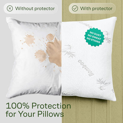 Niagara Sleep Solution Cloud-Like Pillow Protectors - Breathable Cooling Zipper Covers | Queen Size, 2-Pack (White)