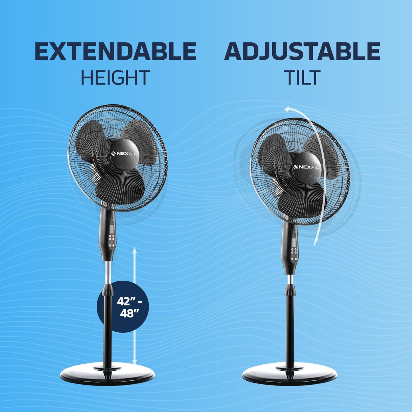NEXAIR 16-Inch Oscillating Pedestal Fan - Quiet Operation, Remote Control & Adjustable Height | Ideal for Office & Living Room