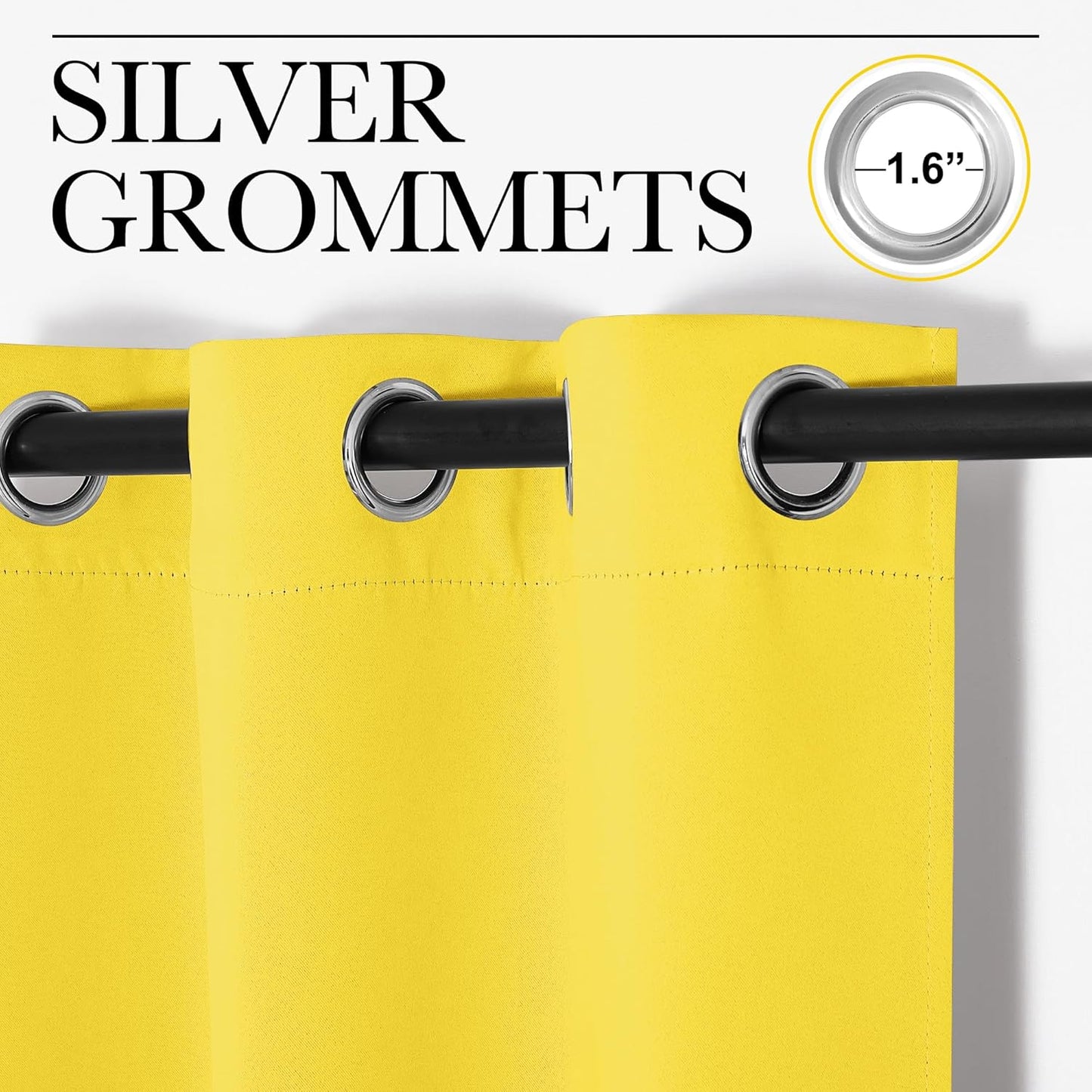 NICETOWN Bright Yellow Curtains - 102" Long, 55" Wide | Sound Reducing, Heat & Cold Blocking Panels for Modern Spaces