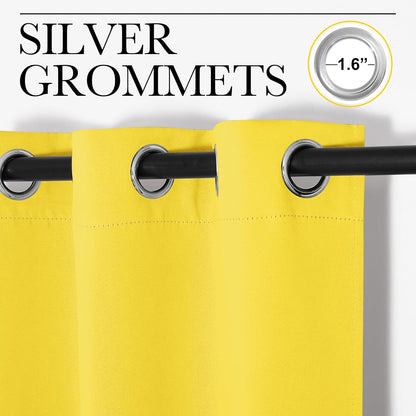 NICETOWN Thermal Insulated Curtains - 84 Inches Solid Grommet Drapes for Office & Living Room | Bright Yellow, 1 Pair