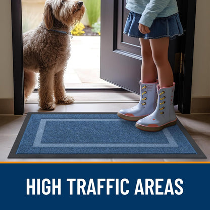OLANLY Indoor Outdoor Front Door Mat - Waterproof All-Weather Doormat, Easy Clean, 29.5x17, Light Blue