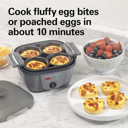 Hamilton Beach 6-in-1 Electric Egg Cooker - Versatile Hard Boiled, Poached & Omelet Maker | Grey, 5.25” Non-Stick Skillet