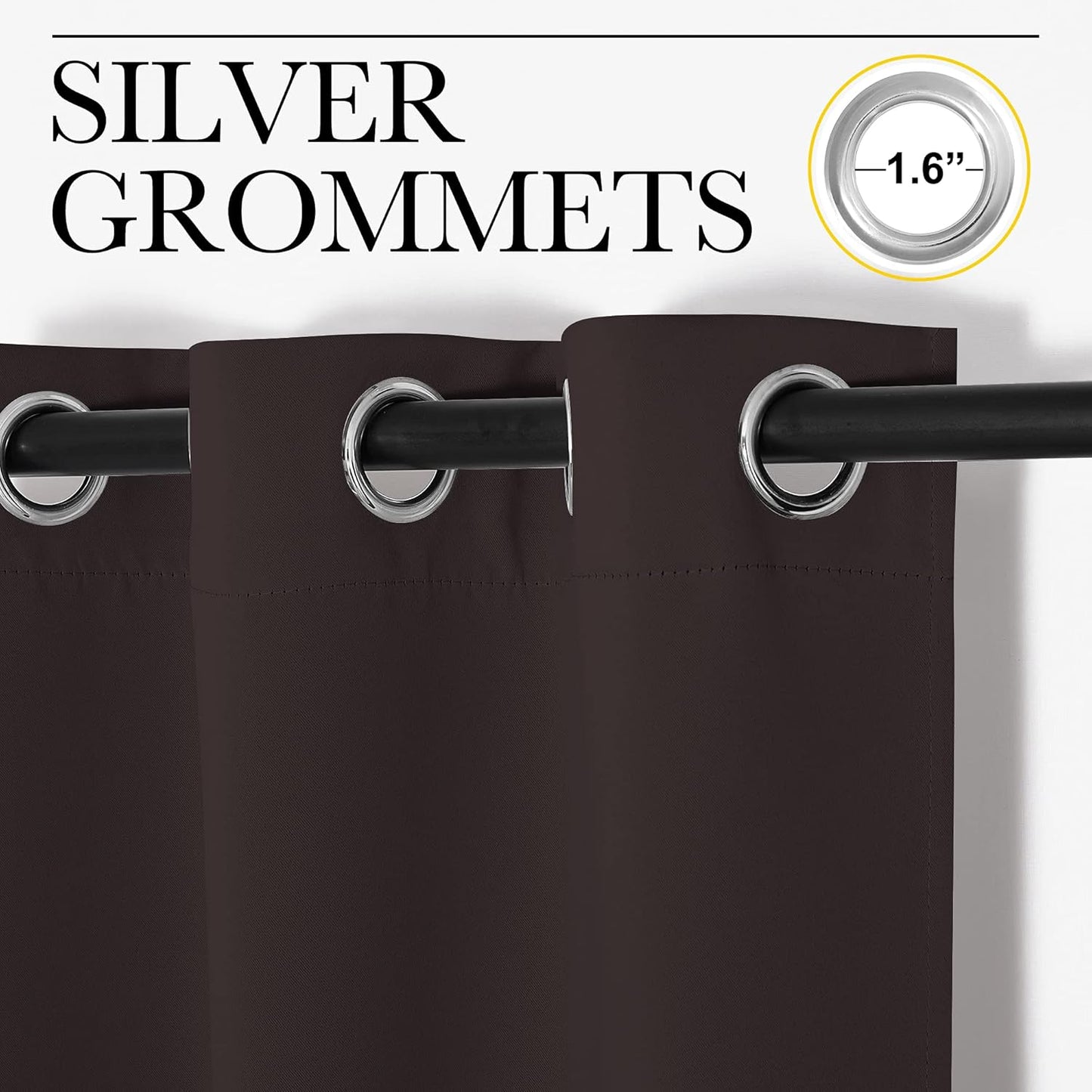 NICETOWN Blackout Curtain Panels - Energy-Saving Thermal Insulated Drapes | Grommet Design, 34" x 72", Toffee Brown