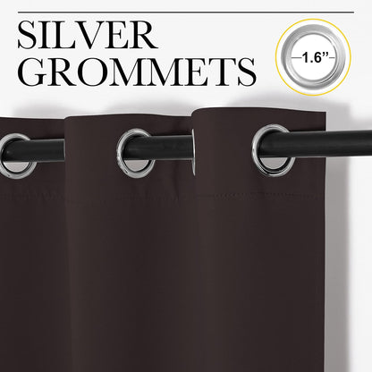 NICETOWN Blackout Curtain Panels - Energy-Saving Thermal Insulated Drapes | Grommet Design, 34" x 72", Toffee Brown