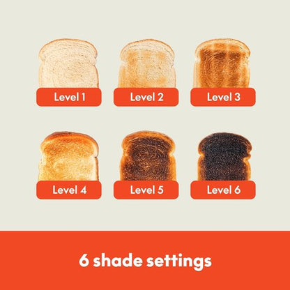 Bella 4-Slice Slim Toaster - 10” Long Slot with 6 Shade Settings & Reheat Function | Anti-Jam, Auto Shutoff, Surf Color