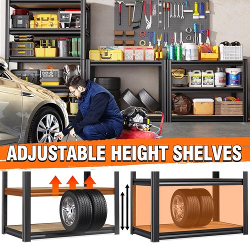 Heavy Duty Garage Shelving Units by [Brand Name] - 5-Tier Adjustable Steel Storage Rack Set | 71" H x 28" W x 12" D, Black