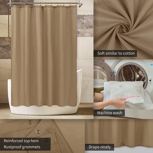 ALYVIA SPRING Extra Long Fabric Shower Curtain Liner Waterproof - 72" x 84", Soft & Lightweight XL Shower Curtain with 3 Magnets, Machine Washable - 72x84, Coffee