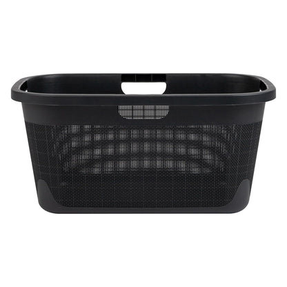 Mind Reader 40L Laundry Basket - Stylish Linen Design Clothes Hamper with Handles | Black
