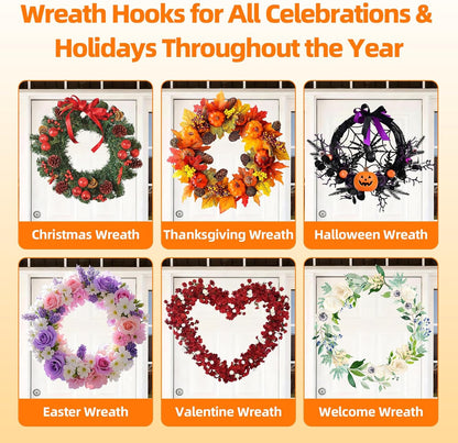 Walnut Suction Cup Wreath Hanger - No Drill Hook for All Seasons | 2 Pack for Front Door/Window