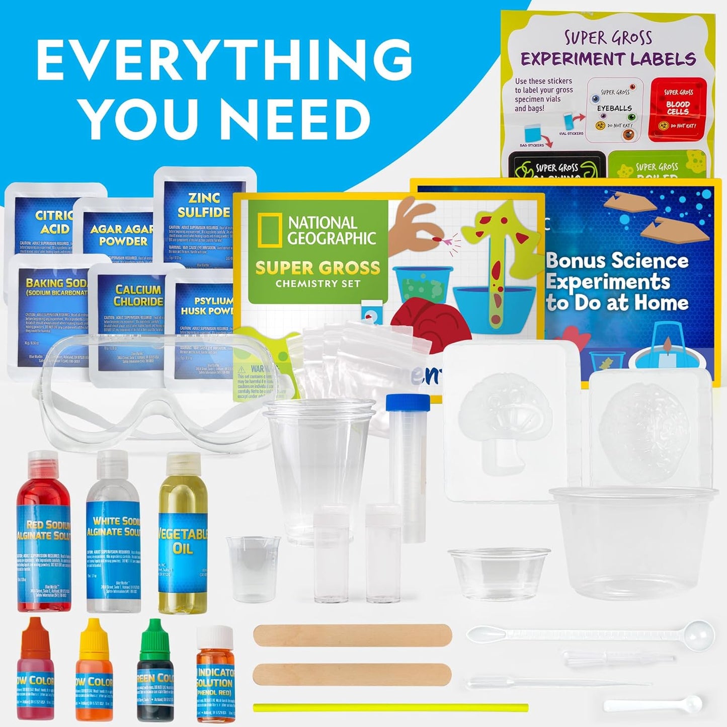 National Geographic Gross Science Kit - 45 Fun Experiments | Dissect a Brain & Make Slime for Kids 8-12