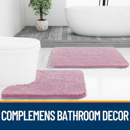 OLANLY Bathroom Rugs 40x24, Extra Soft Absorbent Chenille Bath Rugs, Rubber Backing Quick Dry, Machine Washable Bath Mats for Bathroom Floor, Tub and Shower, Home Decor Accessories, Dusty Rose