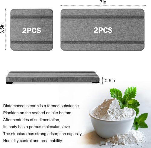 4PCS Skiennix Stone Drying Trays - Water Absorbing Diatomaceous Earth Soap Dish & Coaster Set