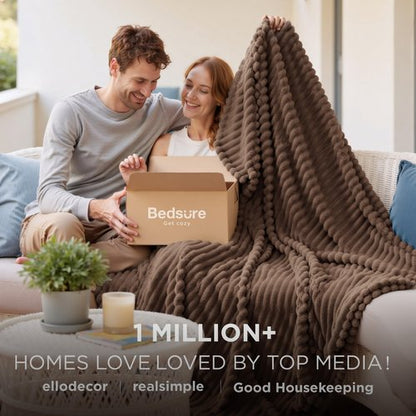 Bedsure GentleSoft Brown Fleece Blanket for Couch - Cozy Soft Blankets for Women, Cute Small Throws for Girls, 108x90 Inches