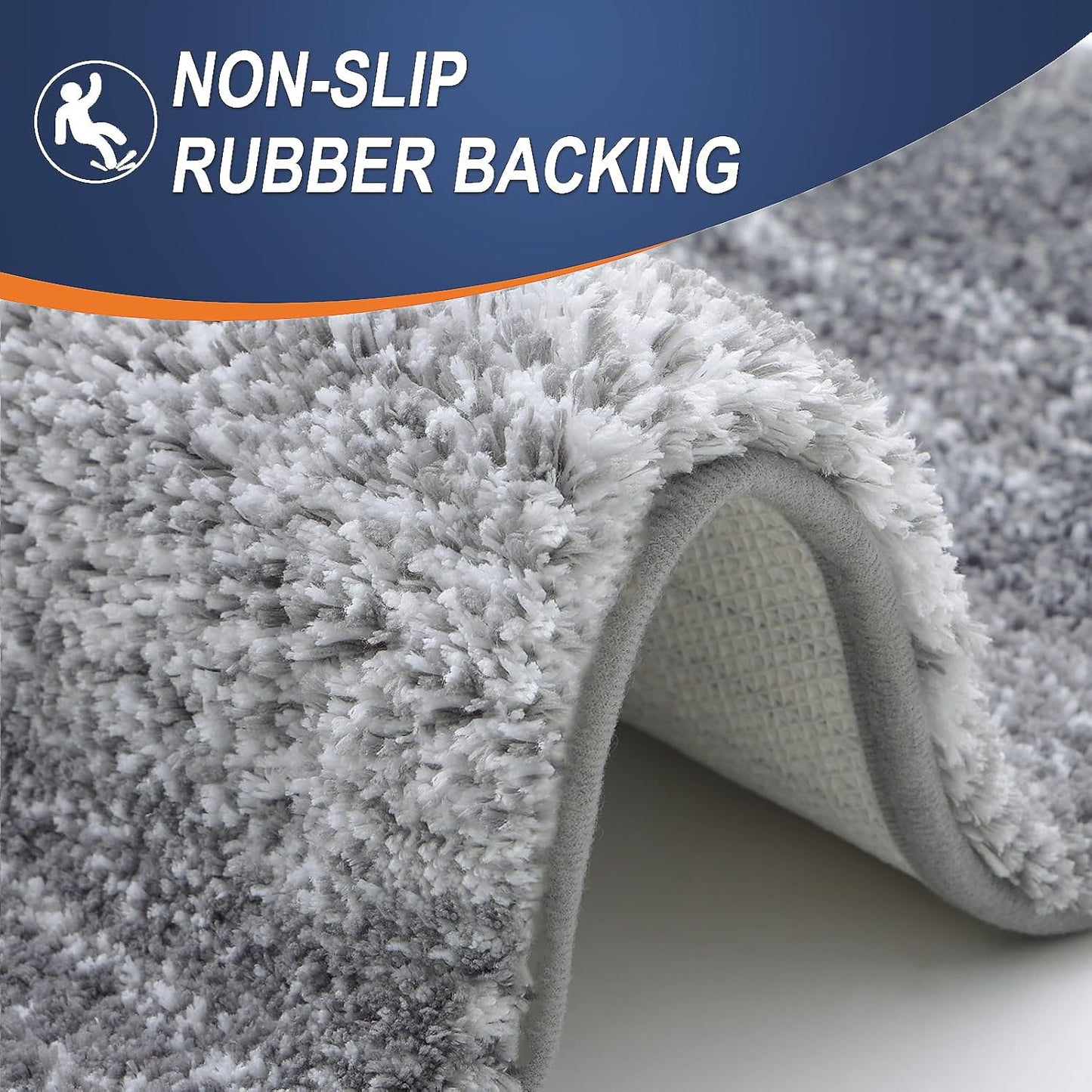 OLANLY Large Bathroom Rugs - Extra Soft Microfiber Mat 59x35 | Quick Dry, Machine Washable, Grey