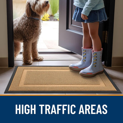 OLANLY Waterproof Front Door Mat - All-Season Indoor/Outdoor Doormat, Easy Clean, 29.5x17, Butter Yellow