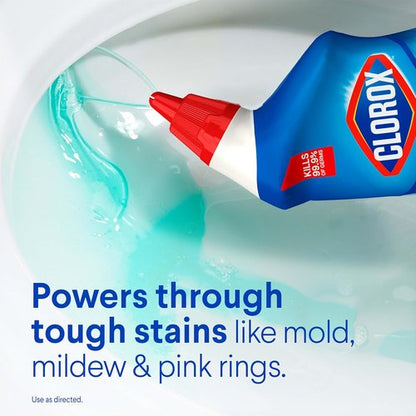 Clorox Toilet Bowl Cleaner - Bleach Formula for Deep Cleaning | 24 Fl Oz, Rain Clean Scent