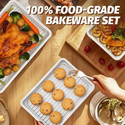 Skiennix Nonstick Ceramic Baking Sheet Set - 2-Pack 13x9 Quarter Pan, Oven Safe 550°F, Dishwasher Safe