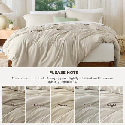Bedsure Duvet Cover Full Size - Soft Double Brushed Bedding Set for Kids & Adults, Zipper Closure, 3 Pieces, Includes 1 Duvet Cover (80"x90") & 2 Pillow Shams, NO Comforter, Linen
