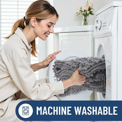 Smiry Bathroom Rugs Mat 30x20, Extra Soft Absorbent Chenille Bath Rugs, Non Slip Rubber Backing Machine Washable Quick Dry Bath Mats for Bathroom Floor, Tub, Shower, Home Decor Accessories, Grey