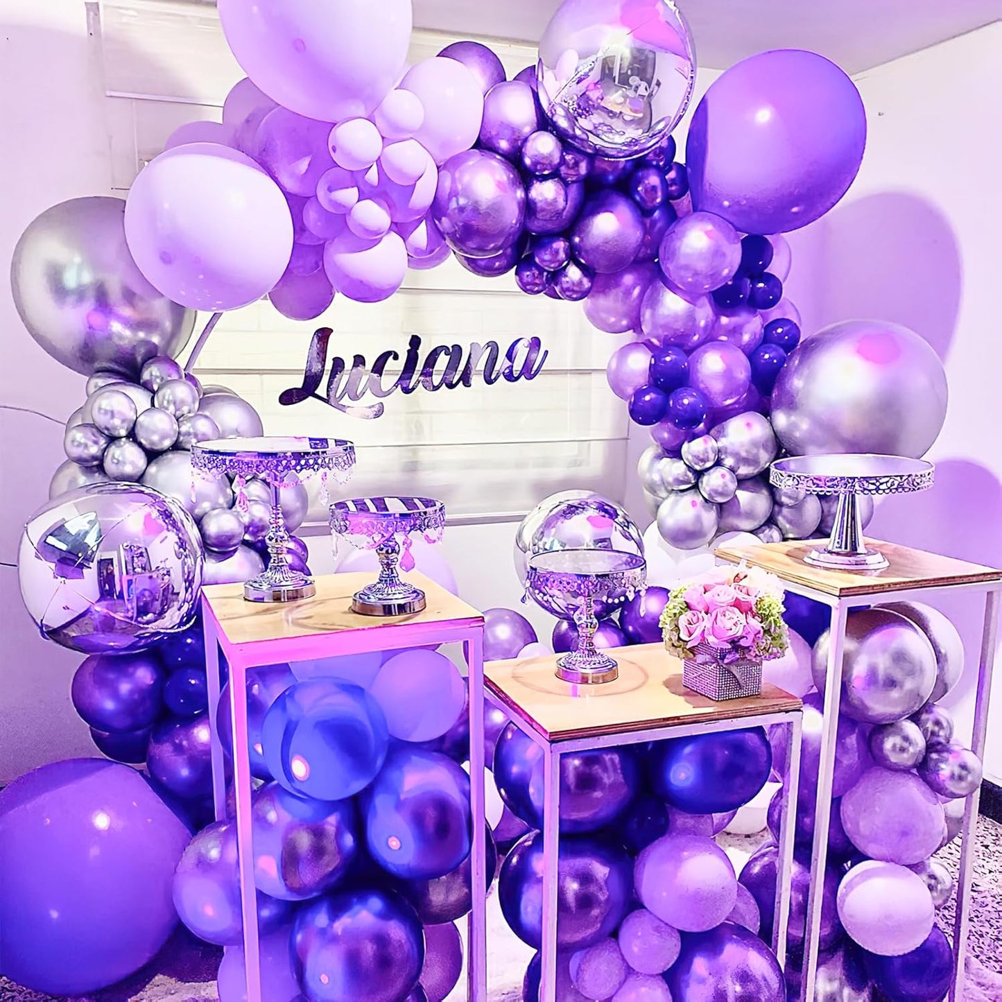 PartyWoo Purple Balloons - 140-Piece Lilac & Metallic Balloon Pack for Birthday & Party Decor | 18", 12", 10", 5" Sizes