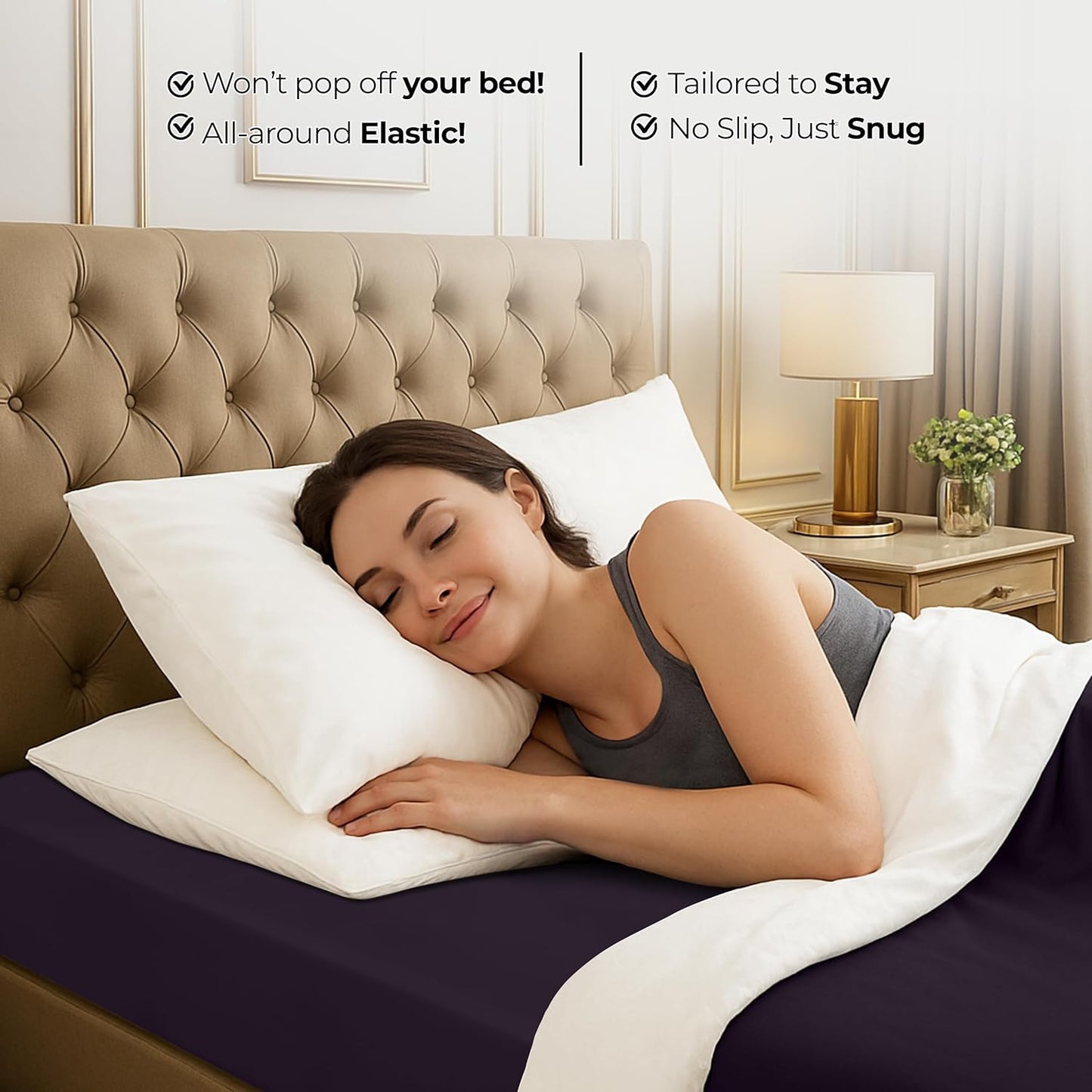 Utopia Bedding Twin Fitted Sheet - Soft Microfiber with Deep Pockets - Fade Resistant - Purple