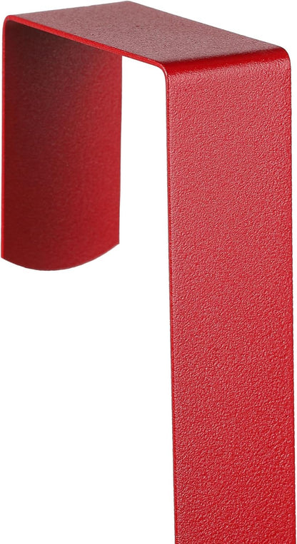Sattiyrch 15" Wreath Hanger - Sturdy Steel Over The Door Hook for Front Door (Red, 4")