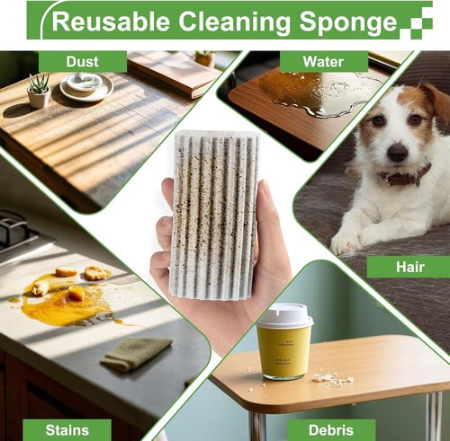 Jeymei Damp Dusting Sponge - 4-Pack Reusable Gray Cleaners for Baseboards & Window Tracks