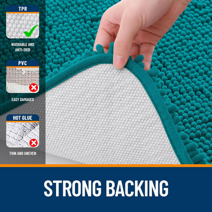 OLANLY Chenille Bath Rugs - Extra Soft & Absorbent | 36x24, Quick Dry, Machine Washable, Deep Lake